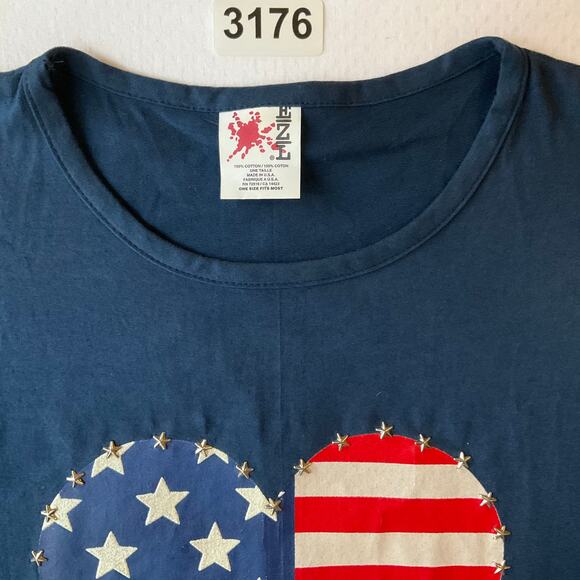 EZL Men Short Sleeve T-shirt Size L, Blue, Love America Made In U.S.A - Picture 3 of 7